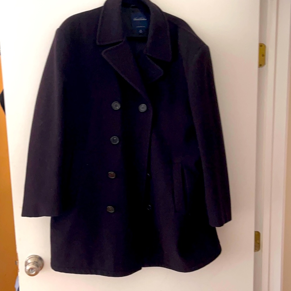 Mens Brooks Brothers Large navy wool peacoat winter jacket